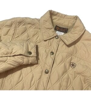 Ariat Quilted Barn Coat Jacket Women's Medium Equestrian Style Beige Utility